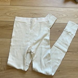 Skims Cotton Rib Thermal Leggings in Bone